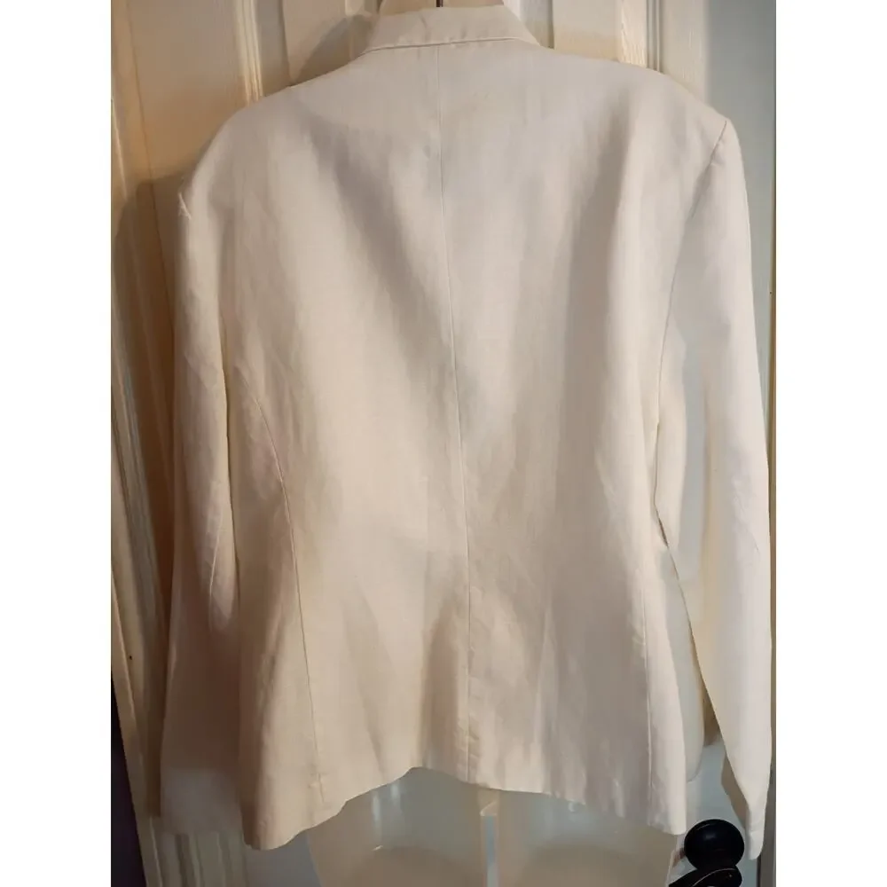 Paul Harris Design Linen Cotton Open Jacket White Zip Pockets Sz XL - Picture 6 of 10